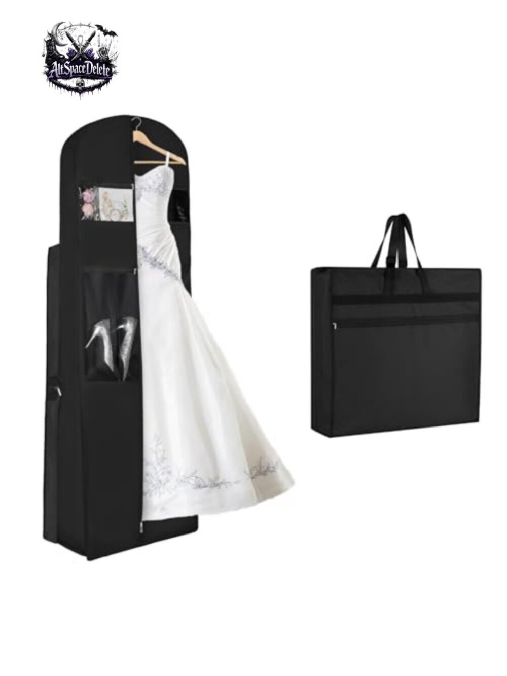 72 Inch Wedding Dress Garment Bag Oxford Fabric Tri-Fold with Pockets